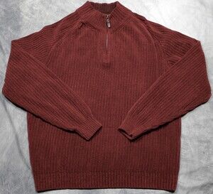 Tommy Bahama Long Sleeve Ribbed 1/4 Zip Pullover Mens XL Red
